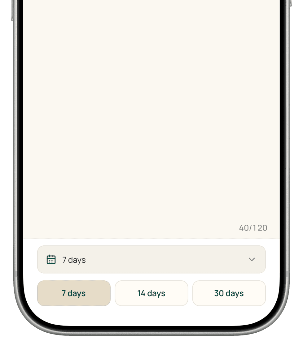Kyrros duration selector for setting a study timeframe